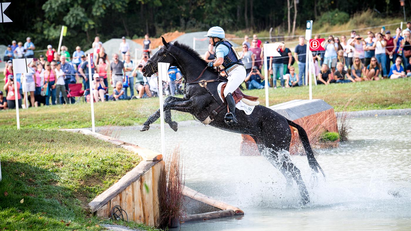 Jonelle Price riding at Maryland 5 Star