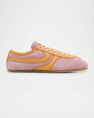 Mixed Leather Retro Runner Sneakers