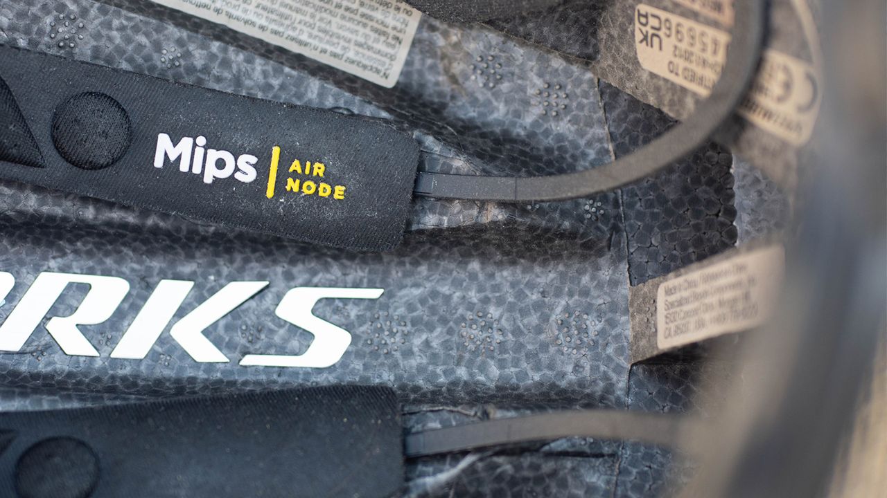 A close up detail of one of the best road bike helmets