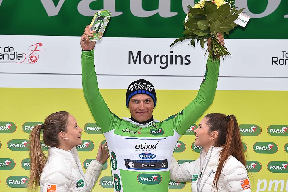 Marcel Kittel in the green jersey after stage 4 at the Tour de Romandie