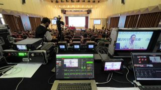 Inside a live streaming studio using TVU Networks solutions to train teachers across the country.