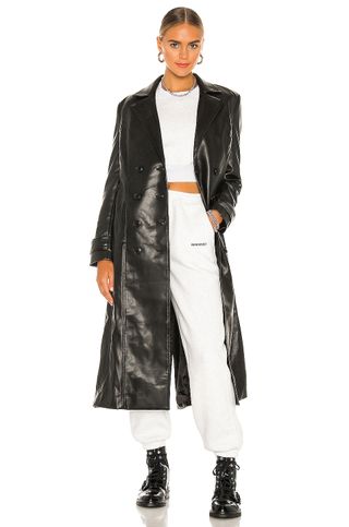 Faux Leather Trench Coat