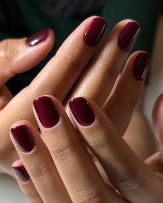 Mani using Essie Nail Polish in Bordeaux