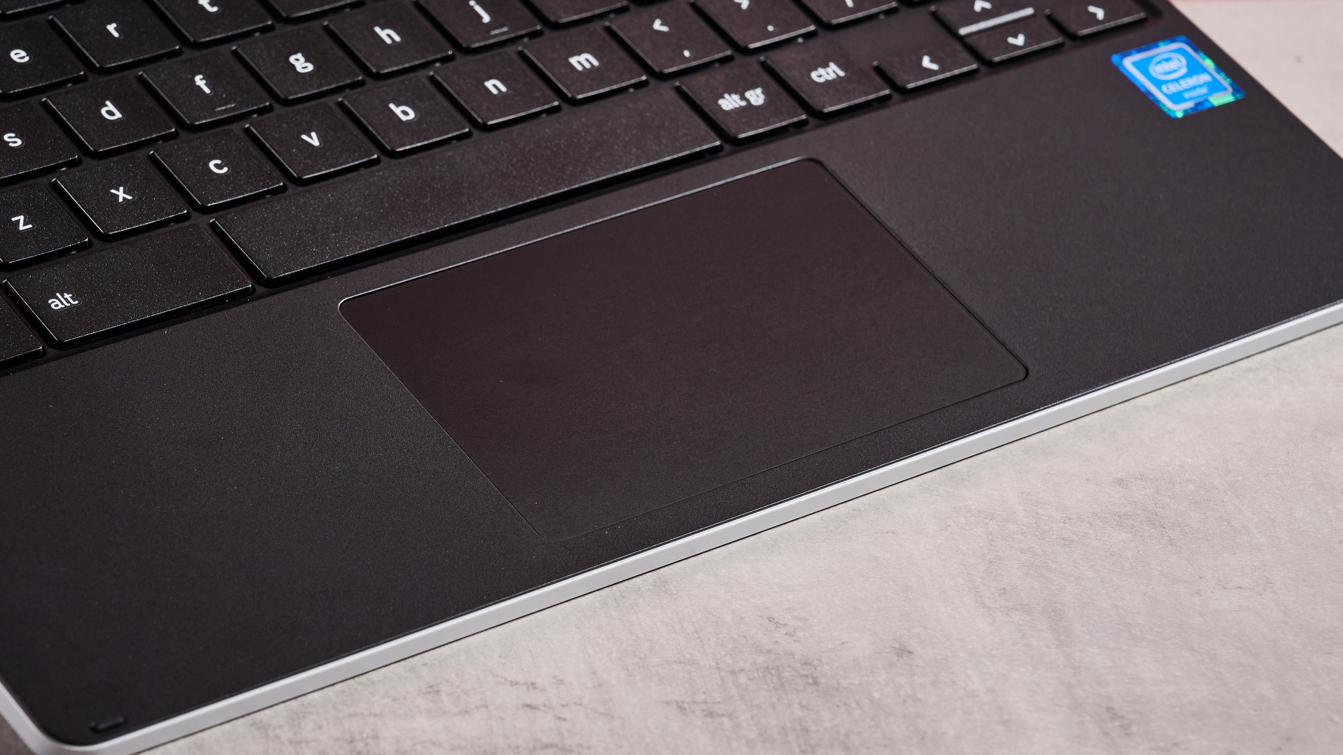 Close-up of trackpad on Samsung Galaxy Chromebook 2 360 on desk