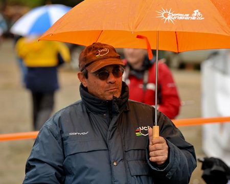 Umbrellas were needed for stage three of the Cyprus Sunshine Cup