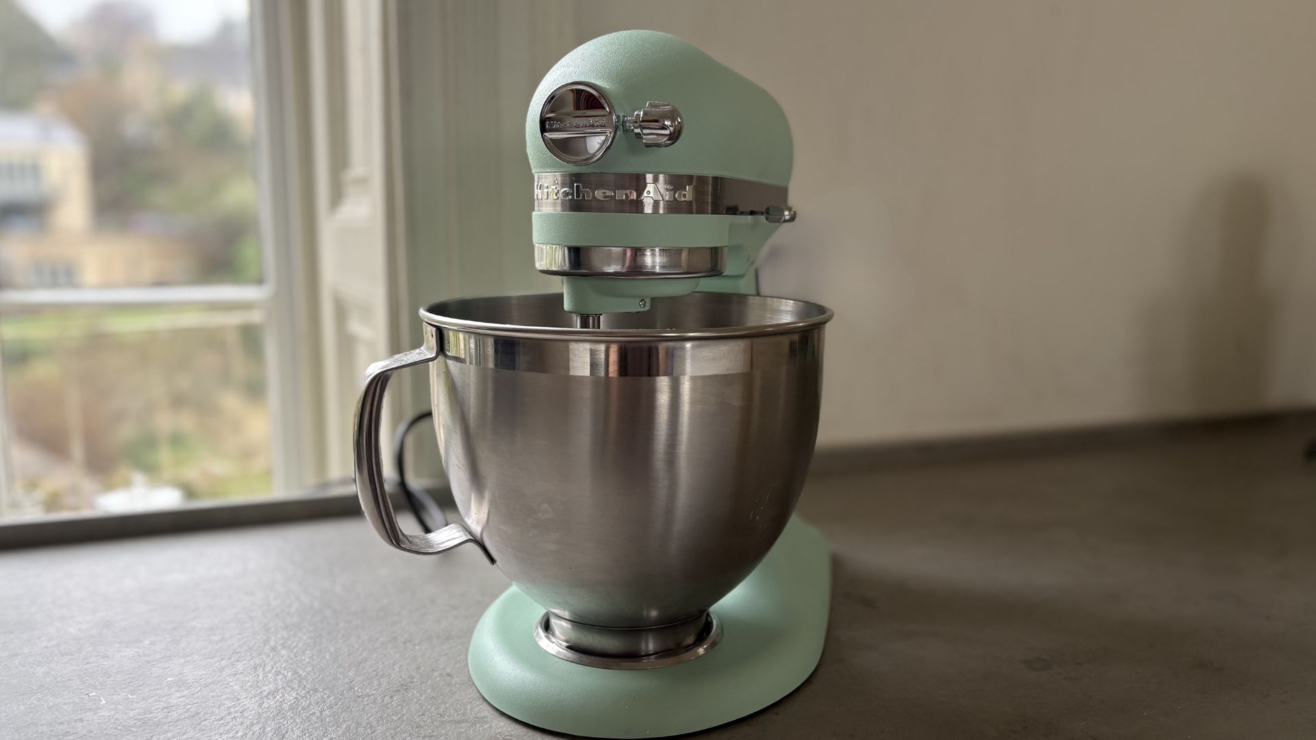KitchenAid Artisan 4.7L Tilt Head Stand Mixer in Spearmint, the colour of the year for 2026, being tested