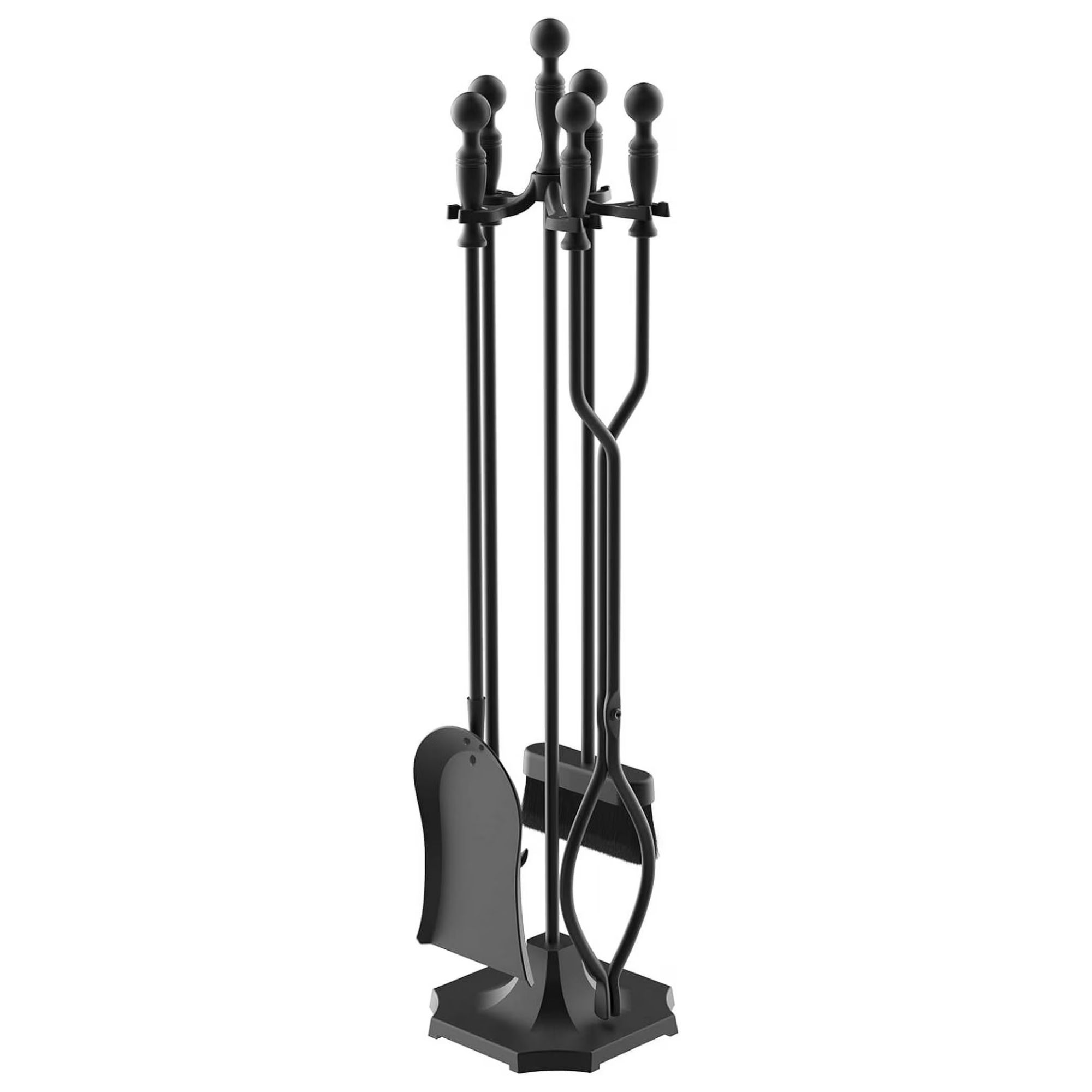 Black metal fireplace cleaning set