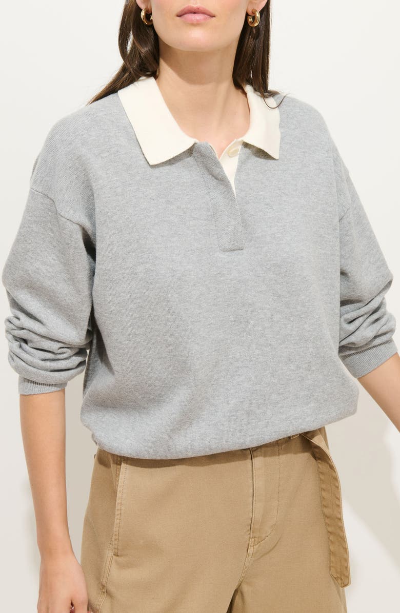 Bond St. Contrast Collar Cotton &amp;amp; Cashmere Polo Sweater