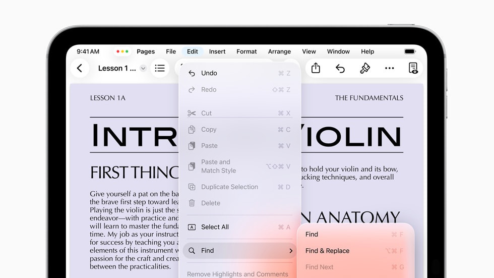 iPad with menu bar