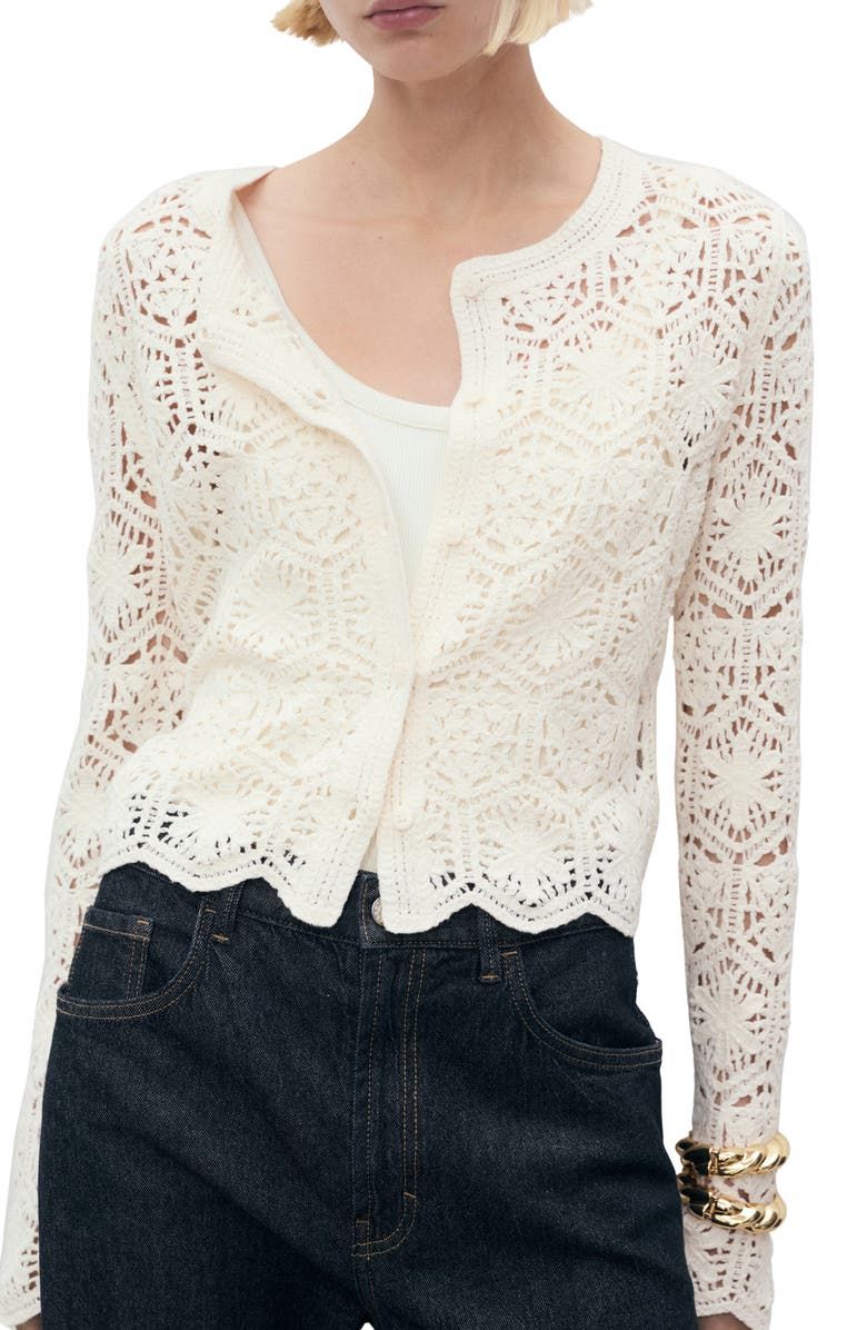 Crochet Cotton Blend Cardigan