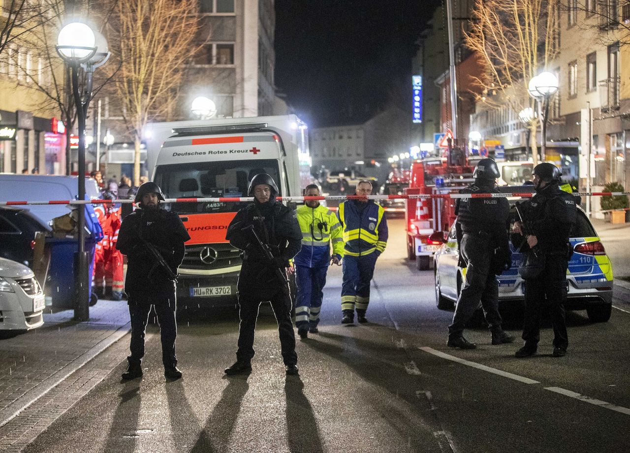 Police officers in Hanau, Germany.