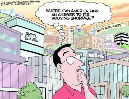 Editorial Cartoon U.S. empty office space housing shortage