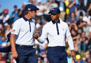Bryson DeChambeau and Tiger Woods at the 2018 Ryder Cup