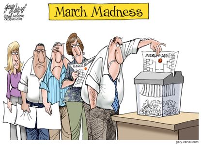 Editorial cartoon U.S. March Madness brackets office pools