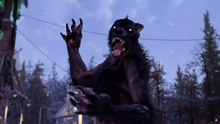 A werewolf jumping at the camera