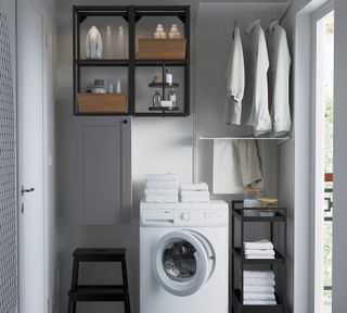 Space Saving Racks Adding Eco Accents to Laundry Room Design