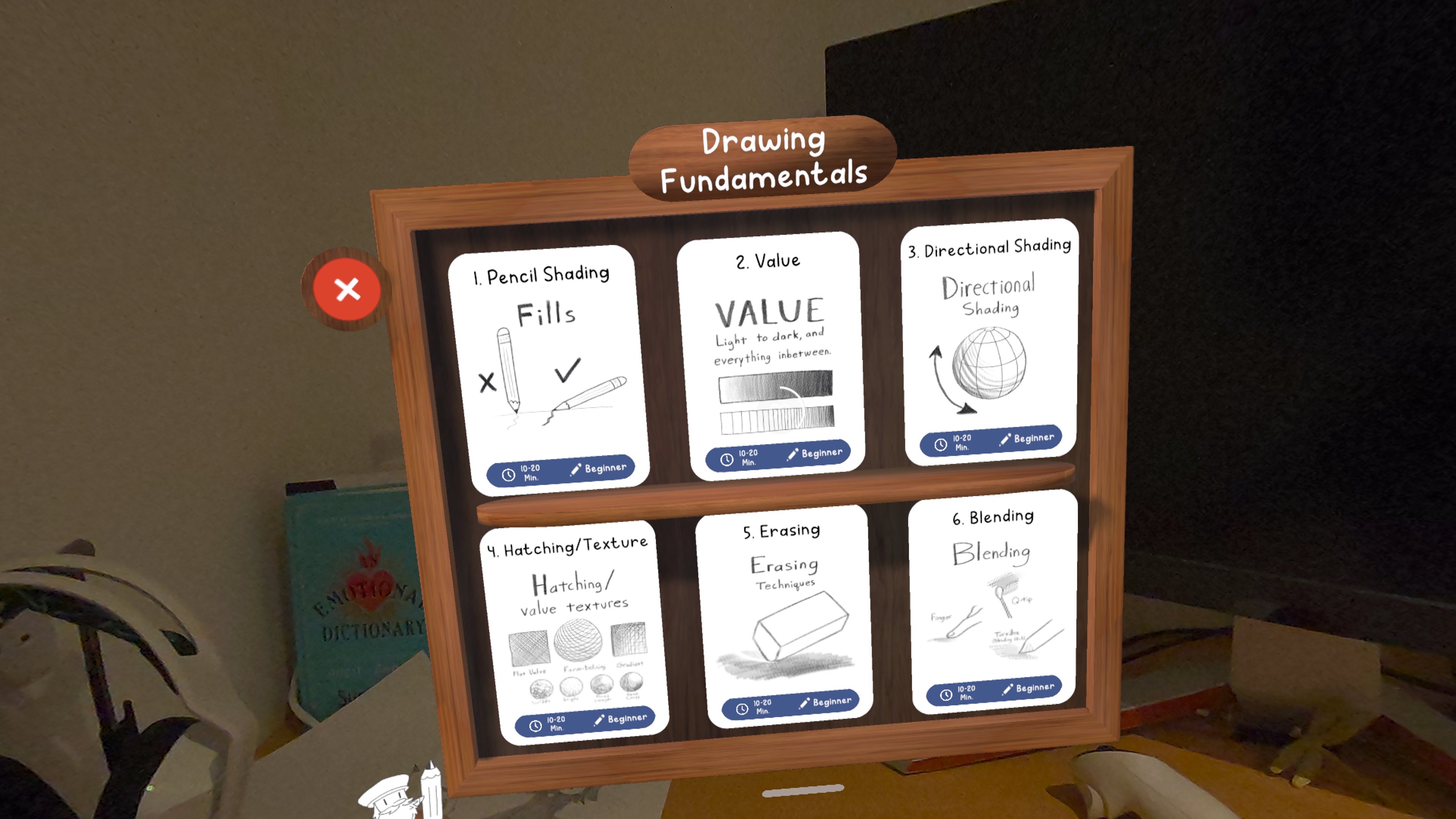 منوی برنامه Meta Quest Paint VR