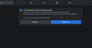 Facebook warning for clicking content link