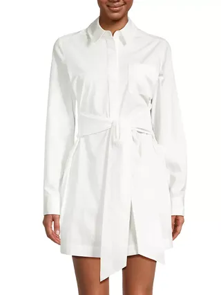 Cotton Poplin Tie-Front Shirtdress