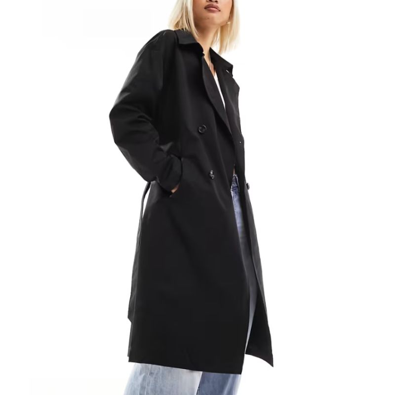 Noisy May , Longline Trench Coat in Black