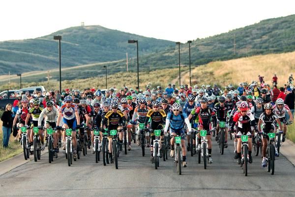 The racers take off for the Park City Point 2 Point