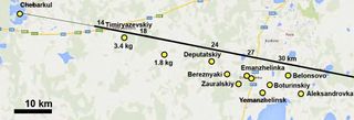 Locations of Chelyabinsk Meteorite Finds