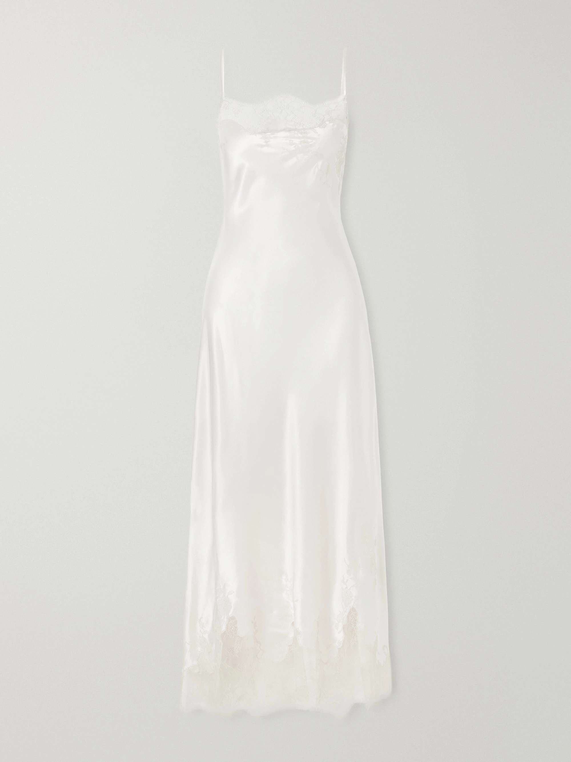 Lace-Trimmed Silk-Satin Midi Dress