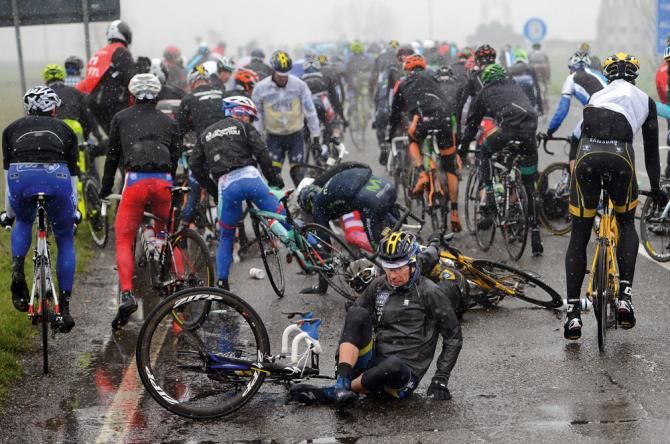 Michael Morkov hits the deck in an epic Milano-Sanremo in March