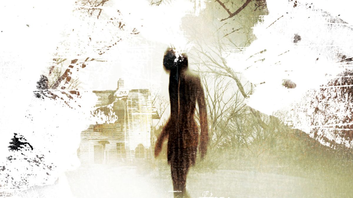 A crop of the Silent Hill Origins key art used on the box, showing Alessa Gilespie from behind facing a burnt down ruined house