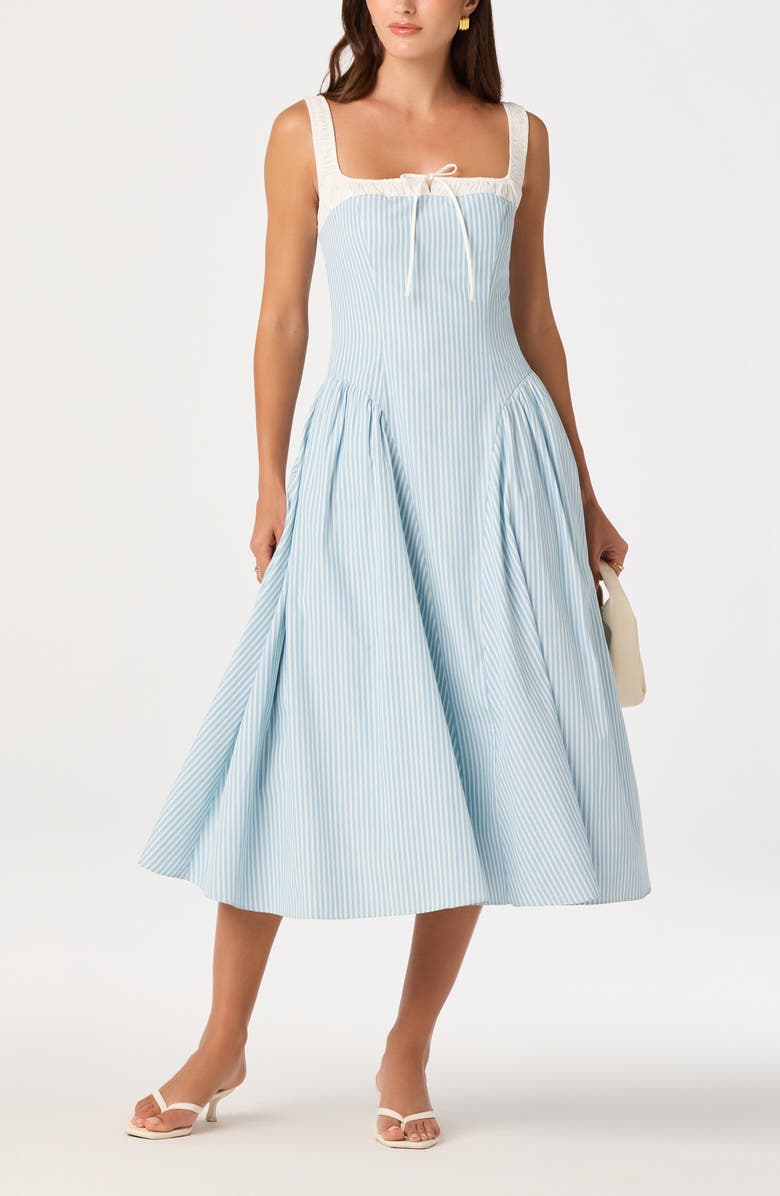 Hazel Ticking Stripe Midi Dress