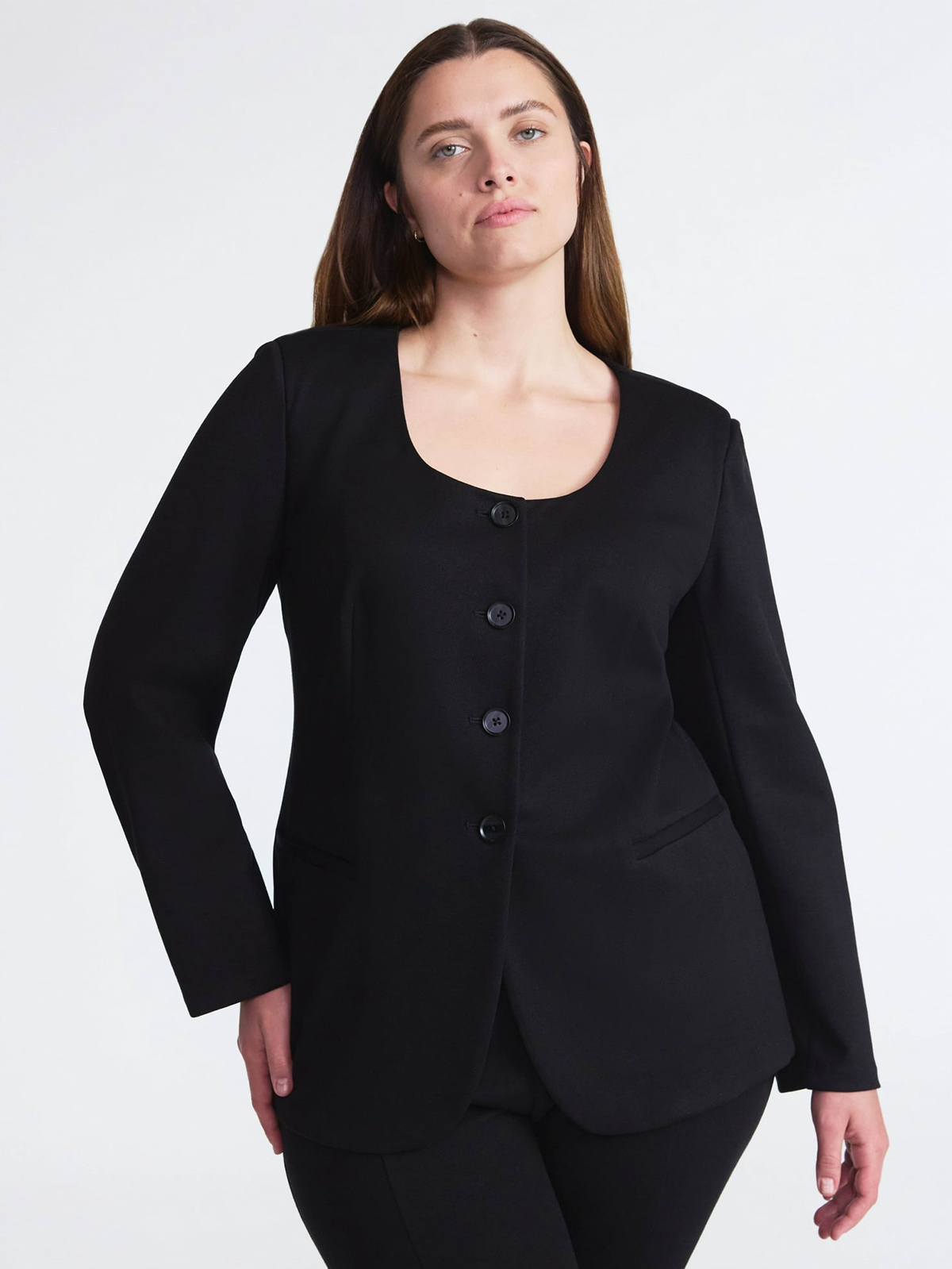 Scoop Women&#039;s and Women&amp;rsquo;s Plus Slim Fit Elongated Ponte Blazer, Sizes Xs-4x