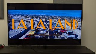 Philips OLED809 with La La Land logo on screen