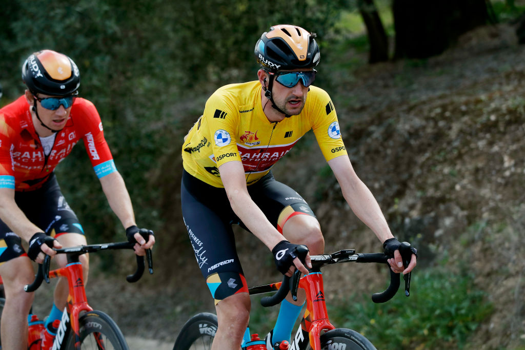 CHICLANA DE SEGURA SPAIN FEBRUARY 20 Wouter Poels of Netherlands and Team Bahrain Victorious yellow leader jersey competes during the 68th Vuelta A Andalucia Ruta Del Sol 2022 Stage 5 a 1644km stage from Huesa to Chiclana De Segura 870m 68RdS on February 20 2022 in Chiclana De Segura Spain Photo by Bas CzerwinskiGetty Images