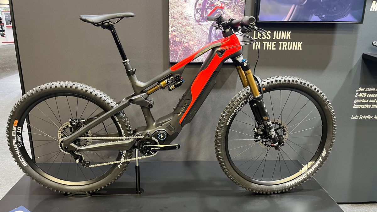 A bike on a stand at a trade show