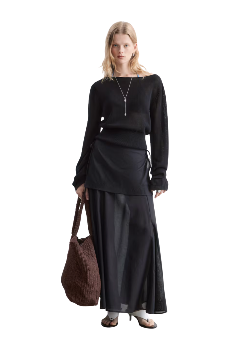 Stories, Sheer Apron Midi Skirt