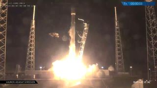 A SpaceX Falcon 9 rocket carrying the AsiaSat 6 satellite lifts off from the spaceflight company's launch pad at Cape Canaveral Air Force Station in Florida on Sept. 7, 2014 in this still from a SpaceX launch webcast.