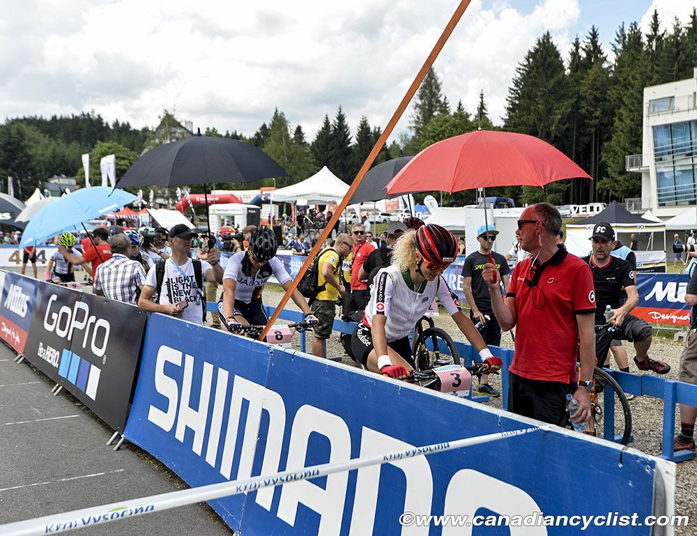 Jolanda Neff (Switzerland) warming up before start of race