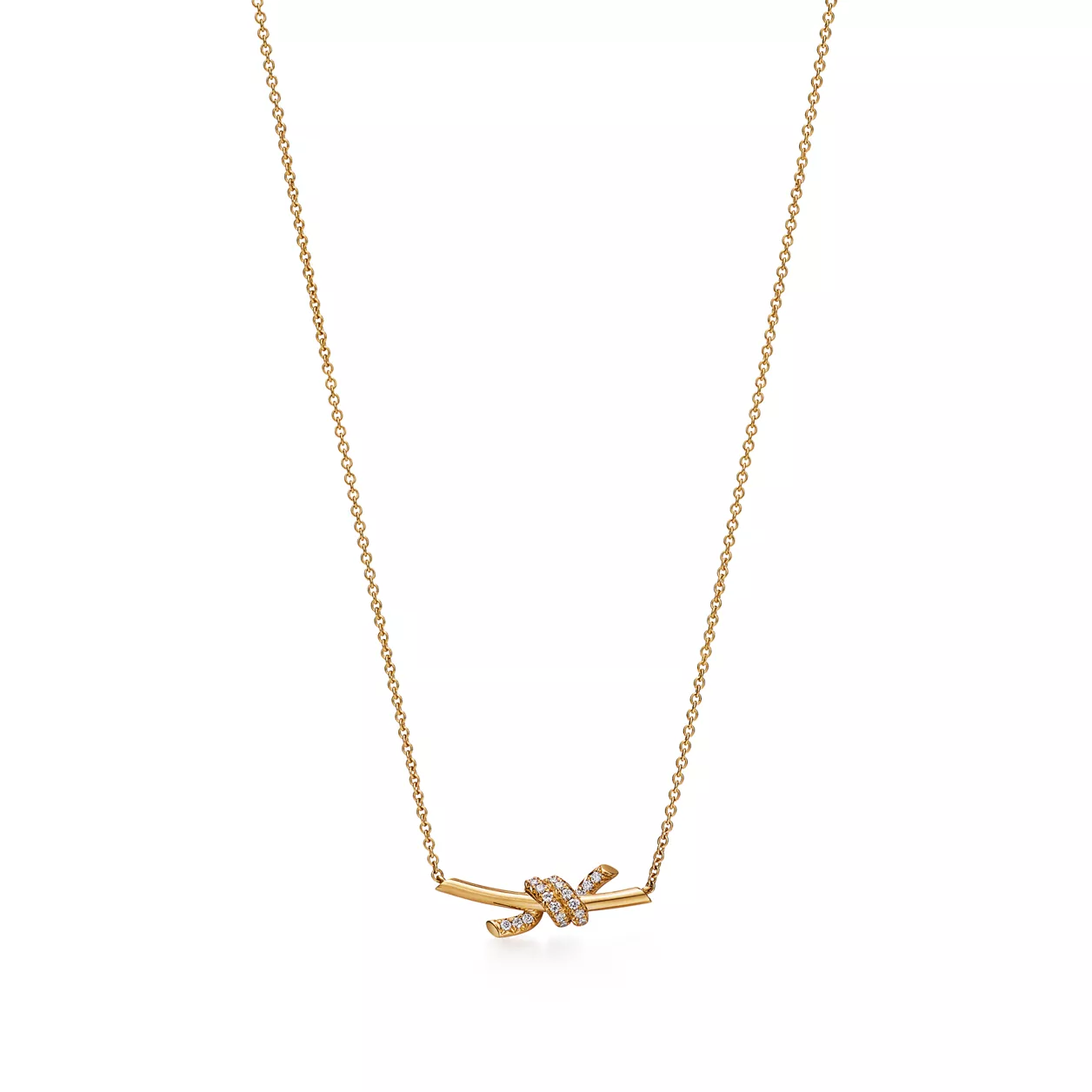 Tiffany &amp;amp; Co., Tiffany Knot Small Pendant in Yellow Gold with Diamonds