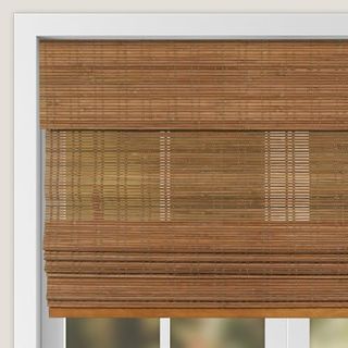 Calyx Interiors Cordless Bamboo Roman Shade Blind, Light Filtering, 22.5" W X 48" H, Ceylon Light Russet