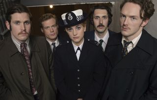 Pictured L-R: TOMMY MCDONNELL as DC Ashton,SAM REID as DCI Len Bradfield,STEFANIE MARTINI as Jane Tennison,BLAKE HARRISON as DS Spencer Giggs and JOSHUA HILL as DC Edwards.