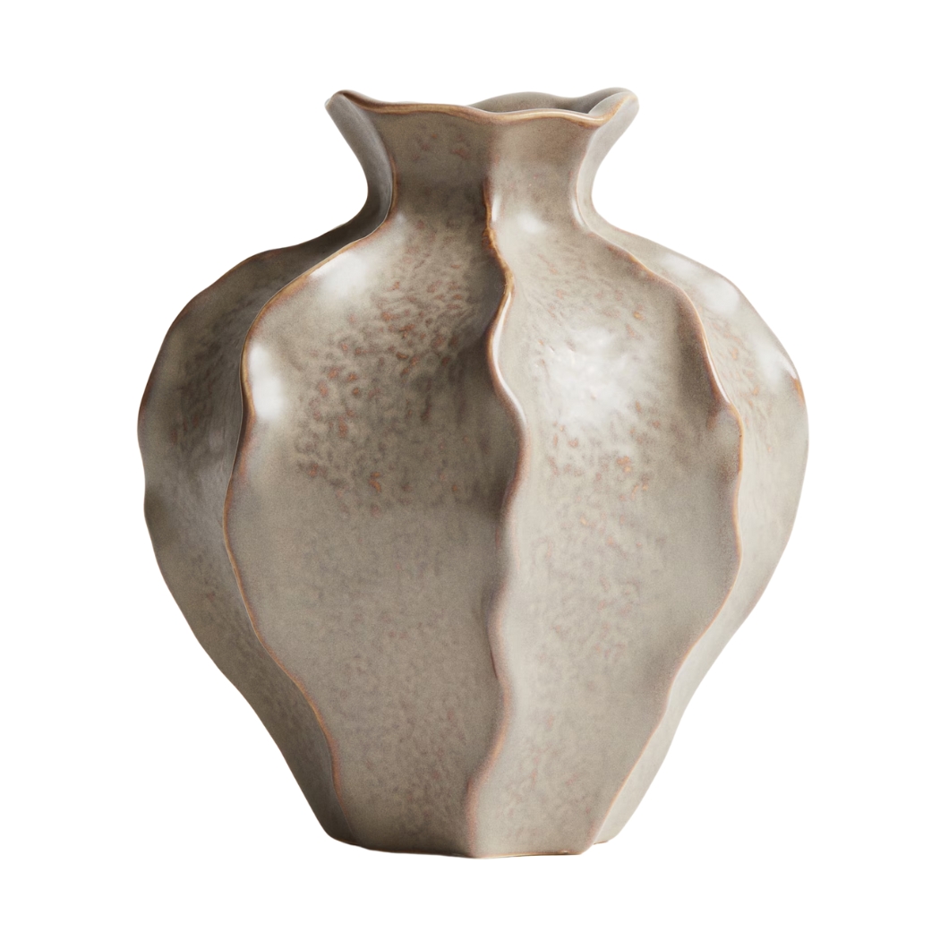 Ridged Stoneware Vase
