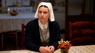 Sister Catherine looking worried at Nonnatus House 