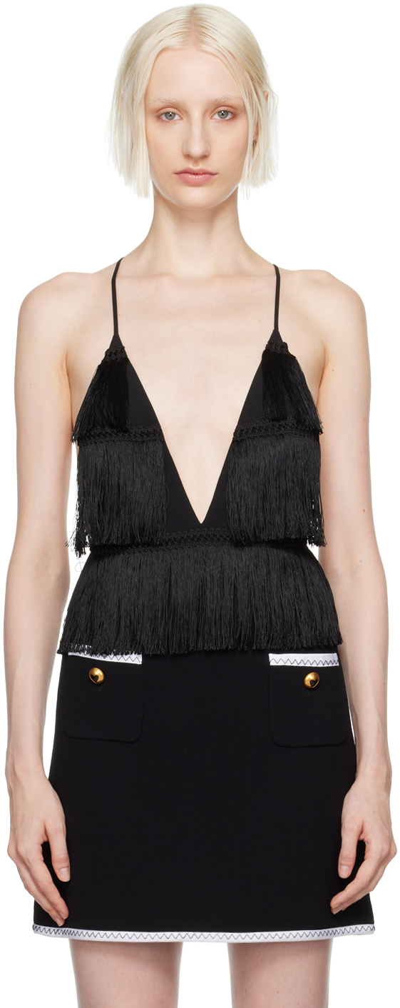 Black Fringe Bodysuit