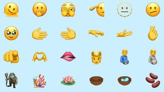 A selection of the new emoji added with iOS 15.4