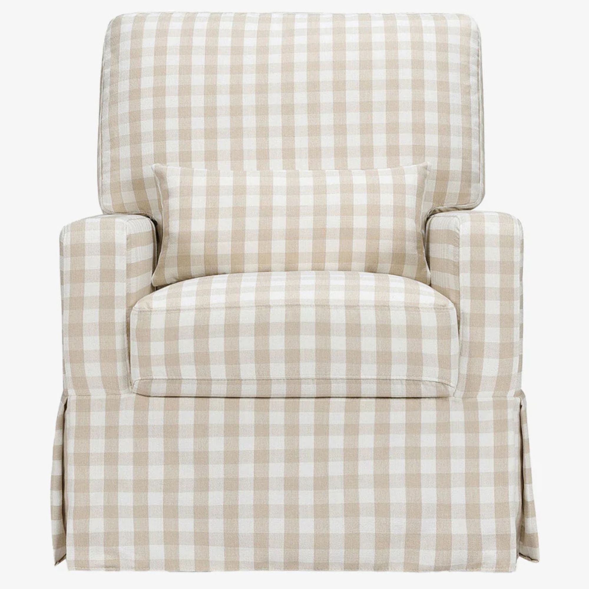 Crawford pillowback comfort swivel glider chair in gingham, McGee & Co