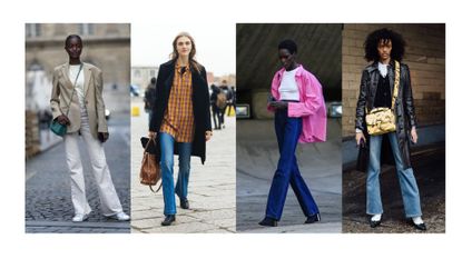 Four models wearing flares