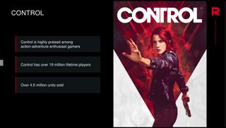 Remedy Capital Markets Day presentation slide - Control is highly praised among action adventure enthusiast gamers