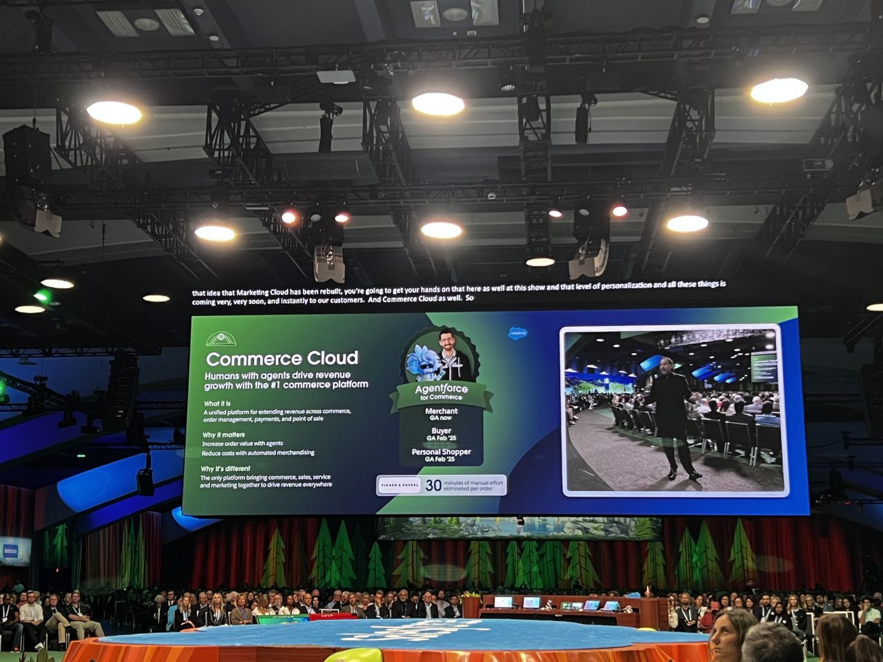 Salesforce branding pictured on a screen at Dreamforce 2024 in San Francisco, California.