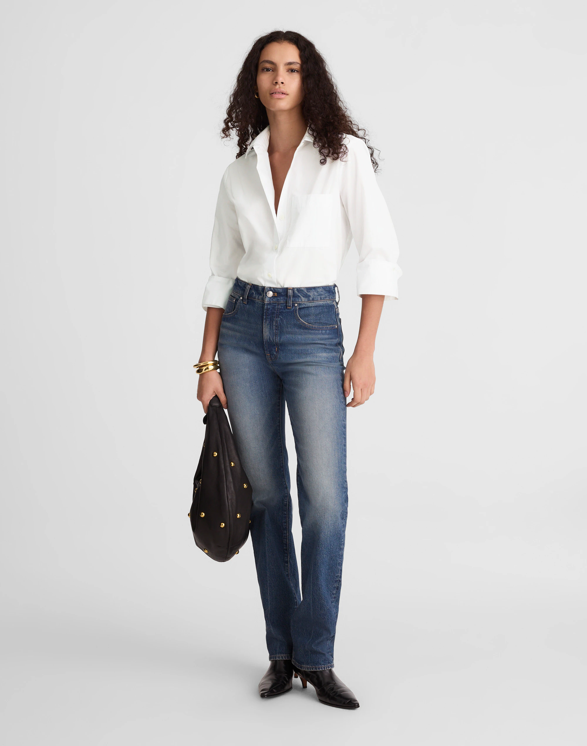 Easy Y-Neck Button-Up Shirt