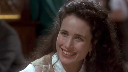 Andie MacDowell smiling in Groundhog Day
